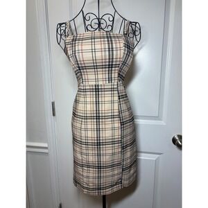 Altar'd State Plaid Mini Dress Womens XS Beige Black Red